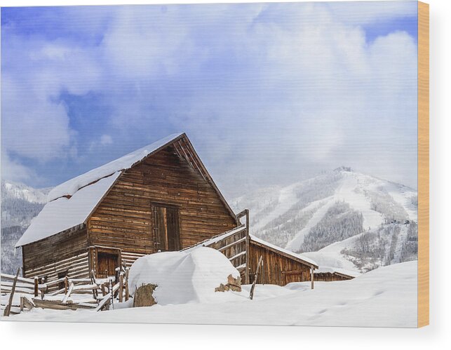 Champagne Powder Wood Print featuring the photograph Steamboat Springs Barn and Ski Area by Teri Virbickis