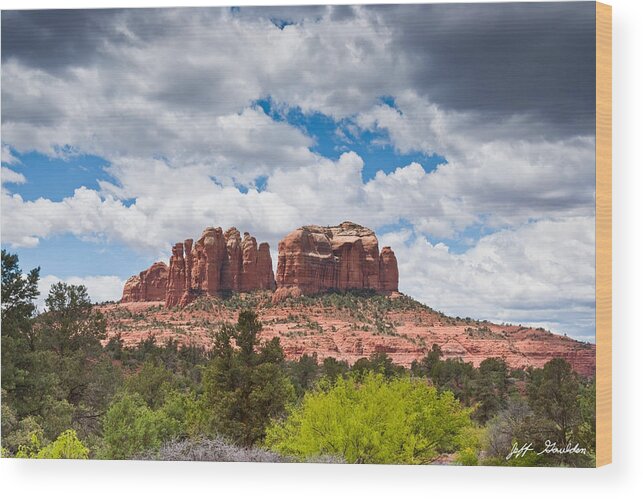 Arizona Wood Print featuring the photograph Storm Clouds Over Cathedral Rocks by Jeff Goulden