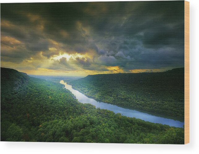 Edwards Point Wood Print featuring the photograph Storm Over Edwards Point by Steven Llorca
