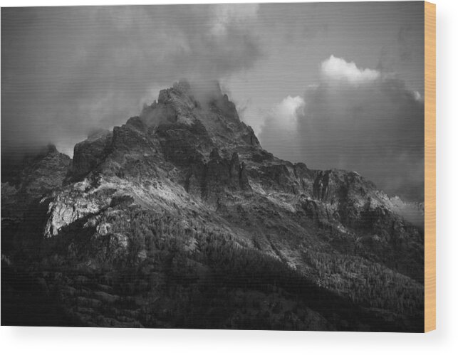 Tetons Wood Print featuring the photograph Stormy Peaks by Whispering Peaks Photography