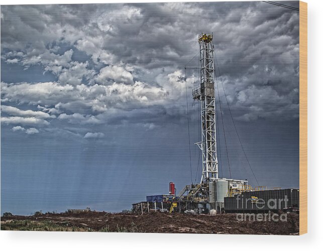 Drilling Rigs Wood Print featuring the photograph Stormy Rig by Jim McCain