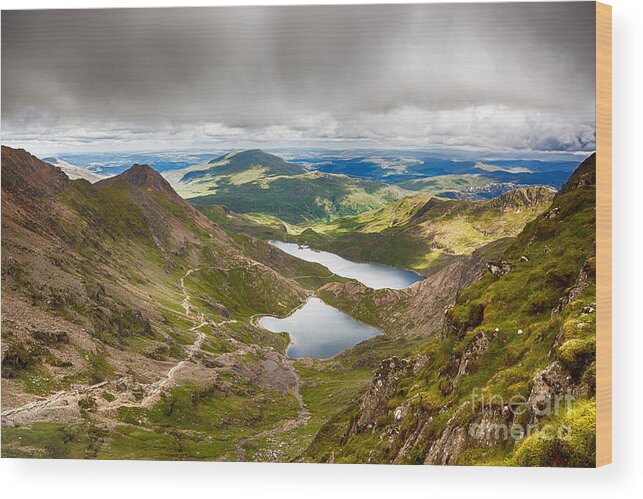 Beautiful Wood Print featuring the photograph Stormy skies over Snowdonia by Jane Rix