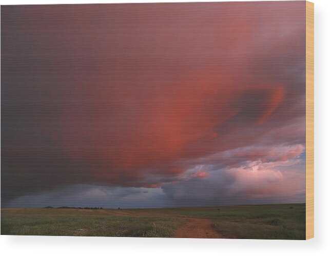 Feb0514 Wood Print featuring the photograph Stormy Sky At Twilight Alentejo Portugal by Duncan Usher
