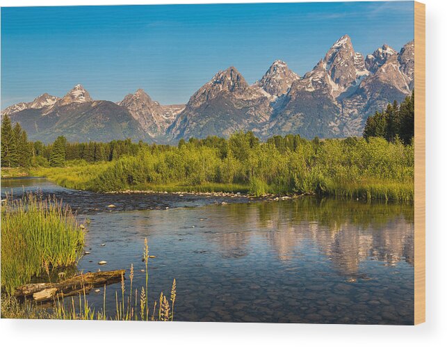 Grand Tetons Wood Print featuring the photograph Stream at the Tetons by Robert Bynum