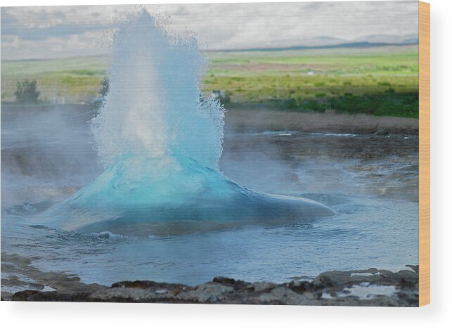 Beauty In Nature Wood Print featuring the photograph Strokkur Geysir At Haukadalur by Henn Photography