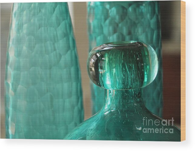 Turquoise Wood Print featuring the photograph Studies in Glass by Lynn England