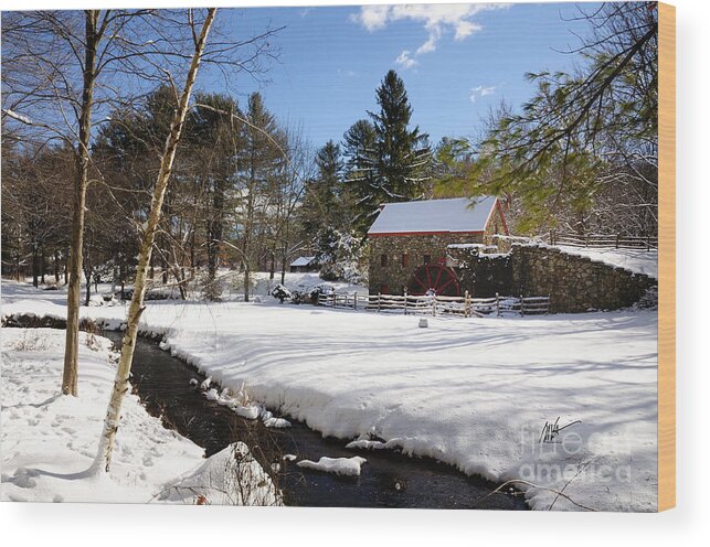 Sudbury Wood Print featuring the photograph Sudbury - Grist Mill Winter Creek by Mark Valentine