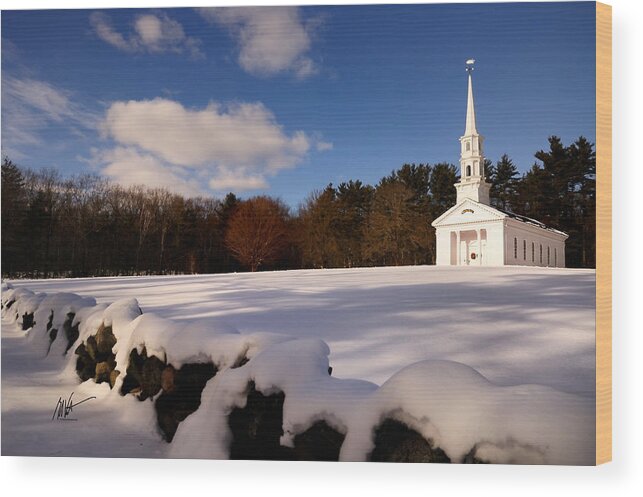 Sudbury Wood Print featuring the photograph Sudbury Martha-Mary Chapel Winter Covering by Mark Valentine