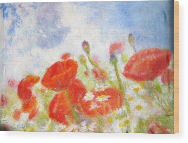 Impressionism Wood Print featuring the painting Summer Flowers by Glenda Crigger