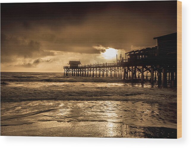 Early Morning Wood Print featuring the photograph Sun over the Pier by Steven Reed