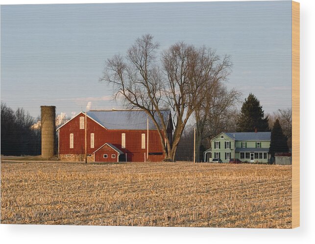 Barn Wood Print featuring the photograph Sun Setting on a Pennsylvania Bottomland Farm by Gene Walls