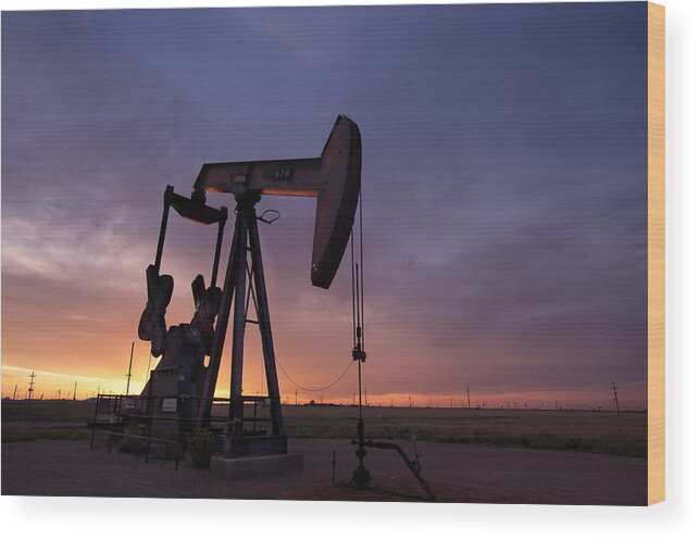 Oil Wood Print featuring the photograph Sun Setting on Big Money by Melany Sarafis