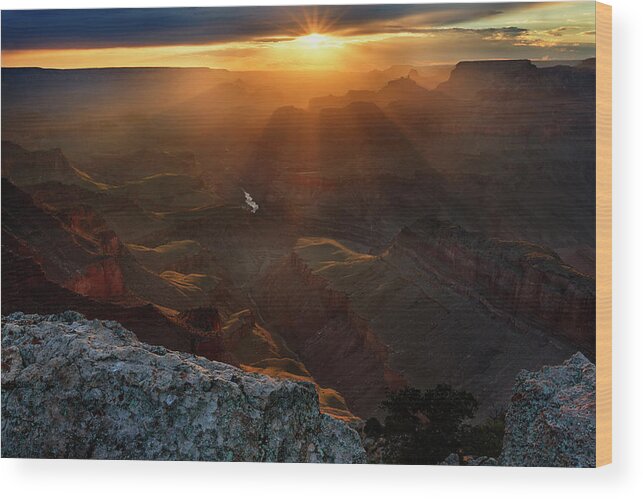Scenics Wood Print featuring the photograph Sunburst Over Grand Canyon by Don Smith