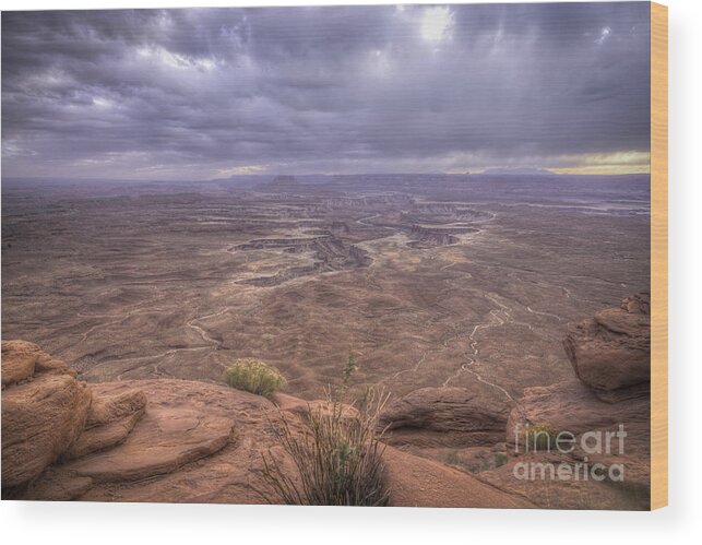 Color Landscape Photography Wood Print featuring the photograph Sundown at Green River by David Waldrop