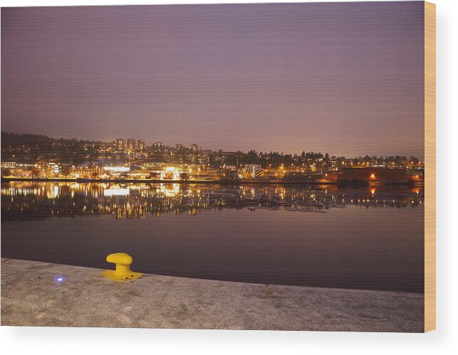 Sundsvall Wood Print featuring the photograph Sundsvall at night by Ulrich Kunst And Bettina Scheidulin