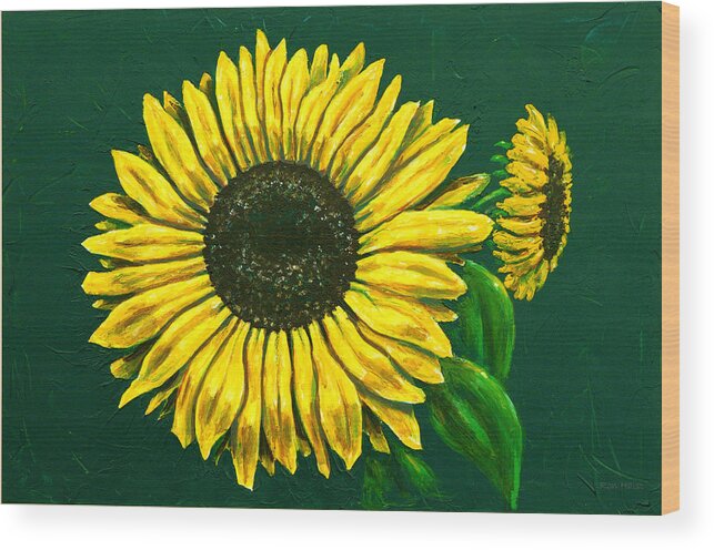 Ron Haist Wood Print featuring the painting Sunflower by Ron Haist