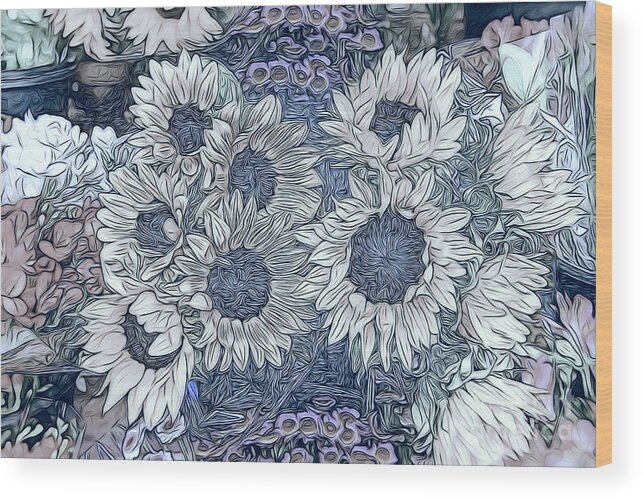 Sunflowers Wood Print featuring the photograph Sunflowers Paris by Jack Torcello