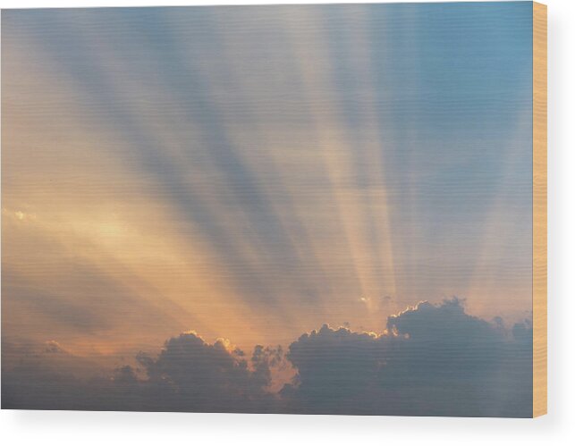 Scenics Wood Print featuring the photograph Sunlight,rays Of Light Behind Clouds by Hh5800