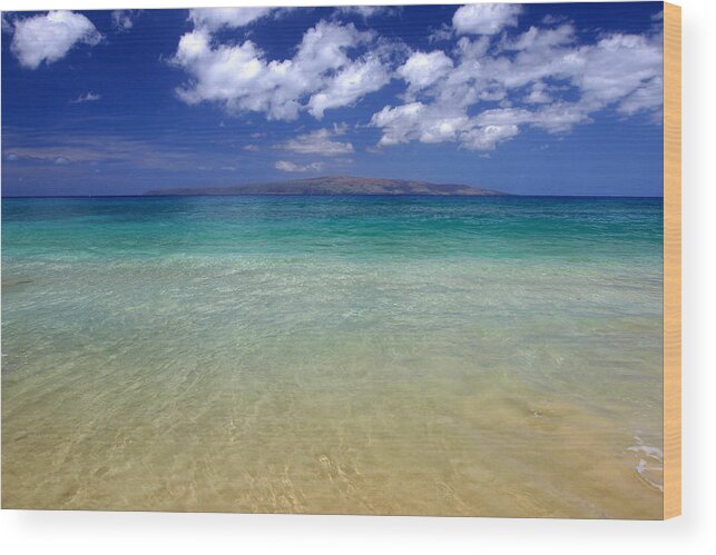 Makena Wood Print featuring the photograph Sunny Blue Beach Makena Maui Hawaii by Pierre Leclerc Photography