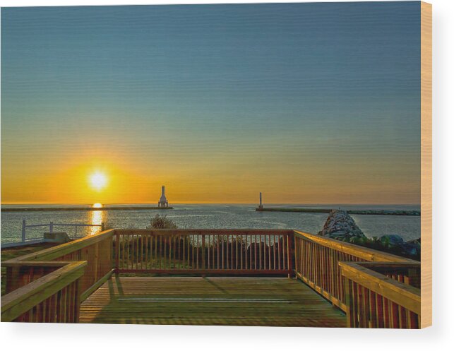 Sunrise Wood Print featuring the photograph Sunrise Deck by James Meyer