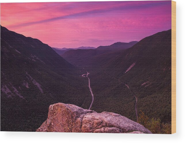 Conway Scenic Railway Wood Print featuring the photograph Sunrise In Crawford Notch by Jeff Sinon