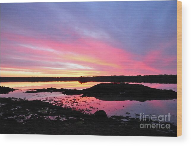 Sunrise Wood Print featuring the photograph Sunrise in Maine by Glenn Gordon