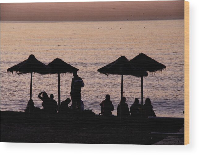 Beach Wood Print featuring the photograph Sunrise on the beach after a night out by Goyo Ambrosio