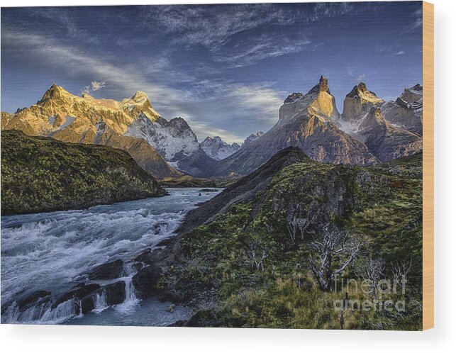 Patagonia Wood Print featuring the photograph Sunrise Over Cascades by Timothy Hacker
