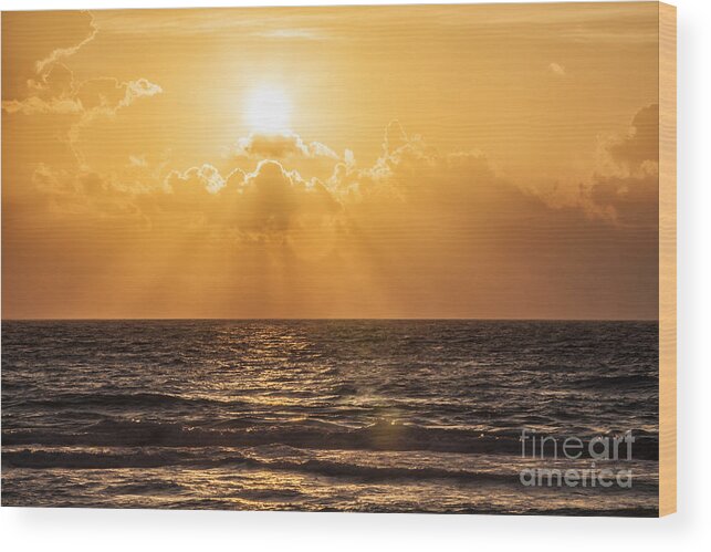 Cancun Wood Print featuring the photograph Sunrise Over The Caribbean Sea by Bryan Mullennix