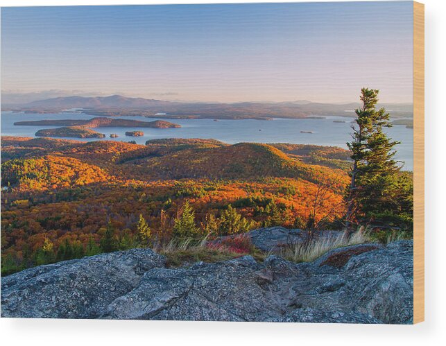 Alton Wood Print featuring the photograph Sunrise Over Winnipesaukee. by Jeff Sinon