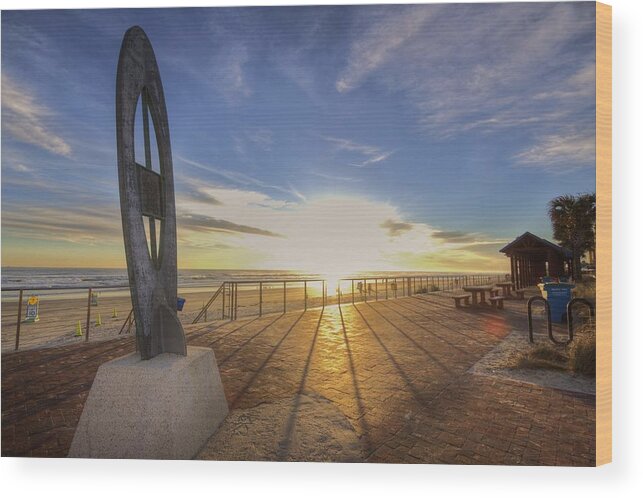  Wood Print featuring the photograph Sunrise Surf Monument by Danny Mongosa