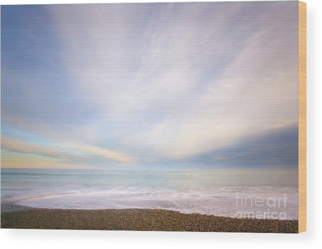 00345478 Wood Print featuring the photograph Sunrise Surf South Island by Yva Momatiuk John Eastcott