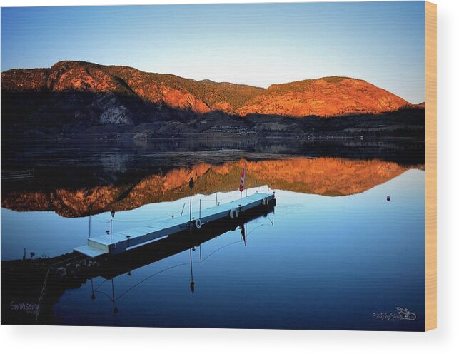 Sunrise Wood Print featuring the photograph SunRising - Skaha Lake 3-18-2014 by Guy Hoffman