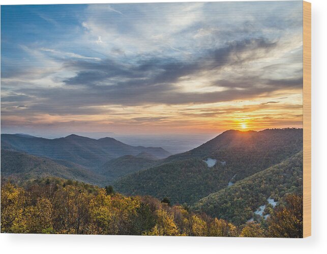 Shenandoah Wood Print featuring the photograph Sunset at Blackrock Mountain Shenandoah National Park by Pierre Leclerc Photography