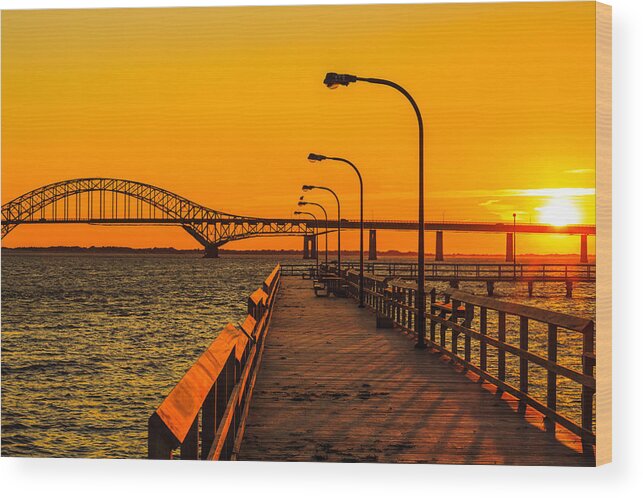 Bayshore Wood Print featuring the photograph Sunset at Captree by Sean Mills