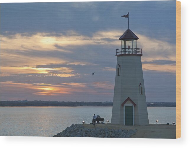 Lake Hefner Wood Print featuring the photograph Sunset at East Wharf by Richard Smith