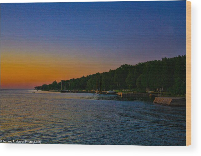 Bay Of Green Bay Wood Print featuring the photograph Sunset at Sister Bay by Tommy Anderson