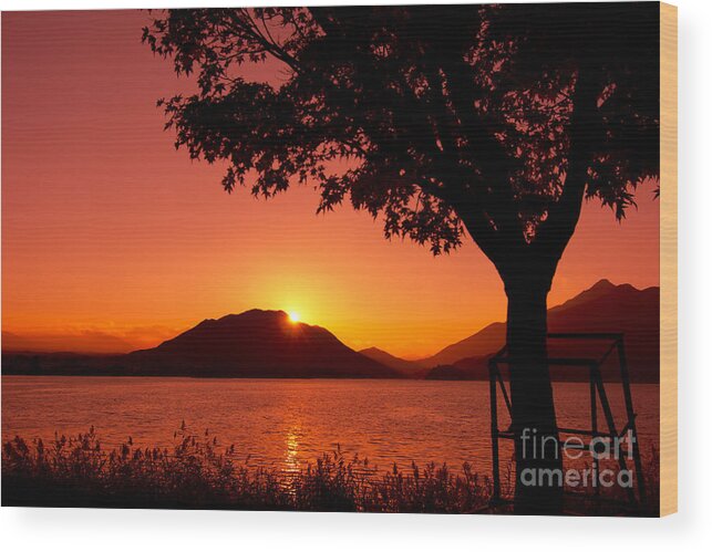 Sunset At The Lake Wood Print featuring the photograph Sunset at the Lake by Beverly Claire Kaiya