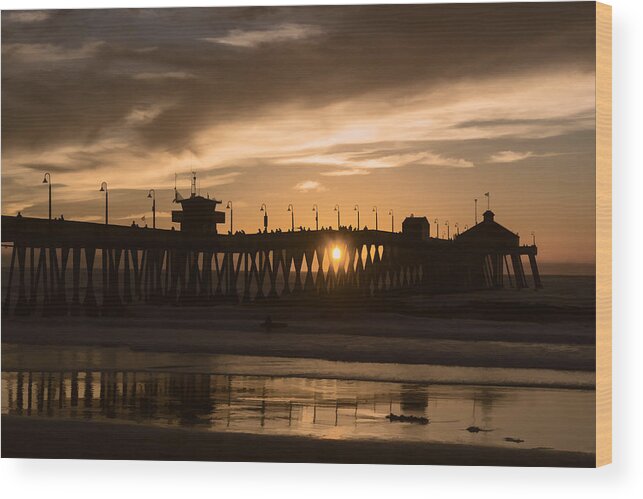 Sunset Wood Print featuring the digital art Sunset Beneath The Pier by Photographic Art by Russel Ray Photos