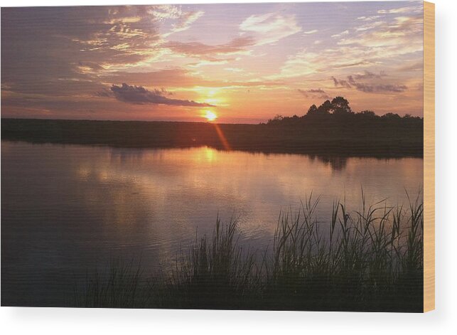 Bayou Swamp Louisiana Sunset Wood Print featuring the photograph Sunset Cajun Style by John Glass