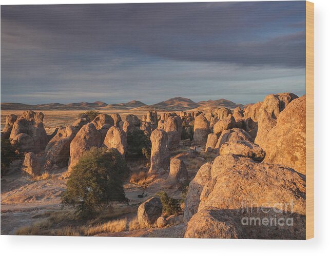Geological Formations Wood Print featuring the photograph Sunset City of Rocks by Martin Konopacki