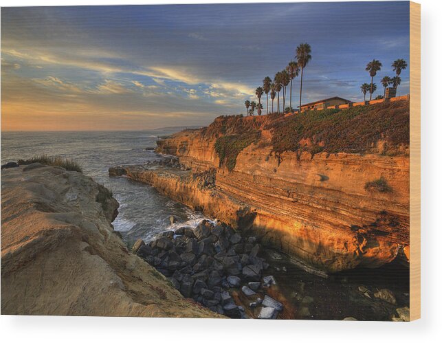 Clouds Wood Print featuring the photograph Sunset Cliffs by Peter Tellone