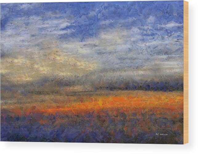 Landscape Wood Print featuring the painting Sunset Field by RC DeWinter