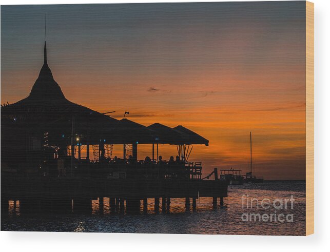 Pelican Pier Wood Print featuring the photograph Sunset From Pelican Pier by Judy Wolinsky
