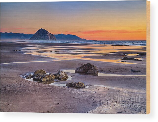 Landscape Wood Print featuring the photograph Sunset From The Morro Bay Strand Beach by Mimi Ditchie