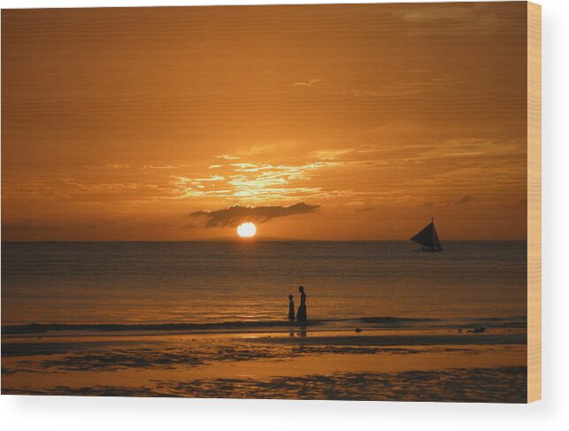 Sunset Wood Print featuring the photograph Sunset in Boracay by Victoria Lakes