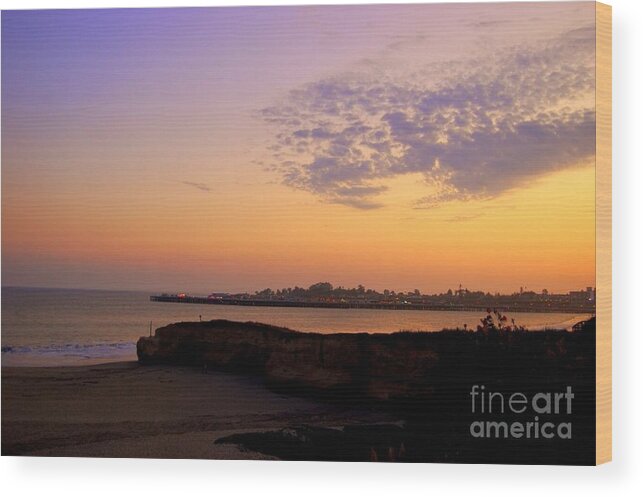Santa Cruz Wood Print featuring the photograph Sunset in Santa Cruz California by Garnett Jaeger