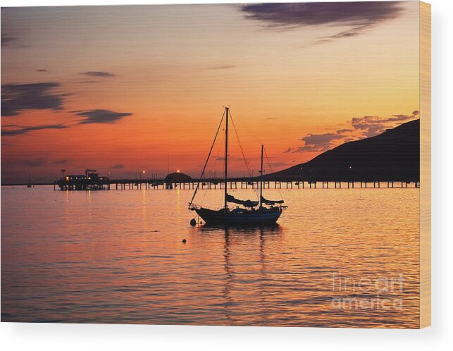 Seascape Wood Print featuring the photograph Sunset In The Harbor by Mimi Ditchie