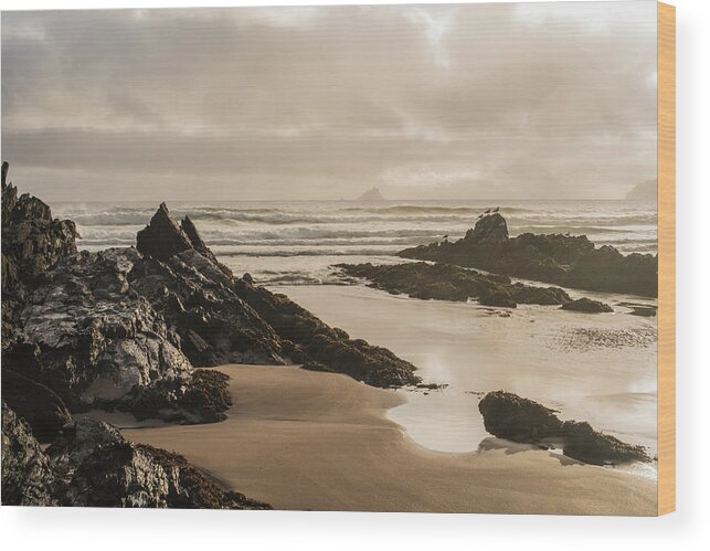 Dawn Wood Print featuring the photograph Sunset On St Finans Bay by James Sparshatt / Design Pics