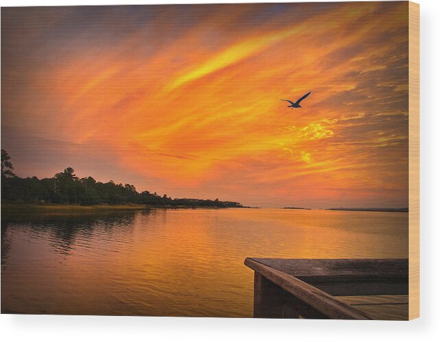 Sunset Prints Wood Print featuring the photograph Sunset On The Cape Fear River by Phil Mancuso